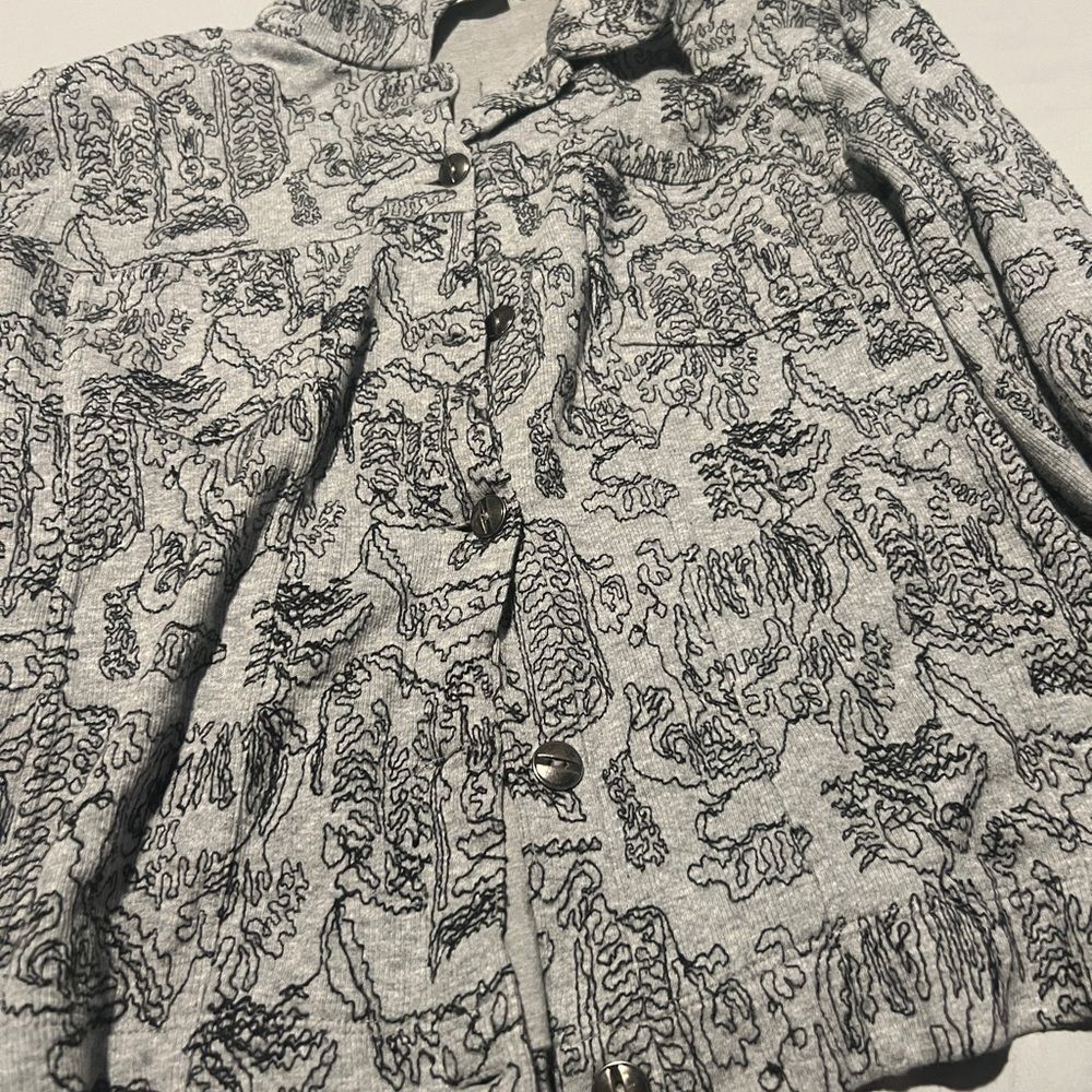 Chicos Gray Patterned Button-Up Jacket Size 1 - image 7